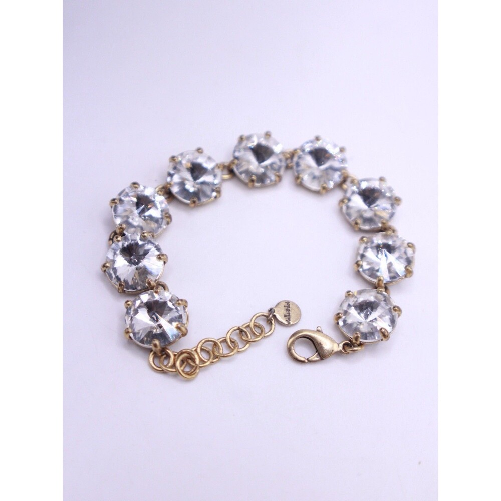STELLA AND DOT Amelie Clear Rivoli Rhinestone Gold Tone Bracelet